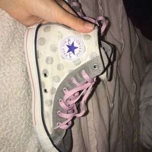 Silver Polka Dot High-Top Converse